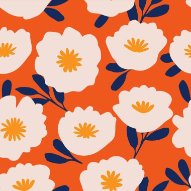 El çizimi çiçekler, kumaş, tekstil, giysi, ambalaj kağıdı, kapak, afiş, iç dekorasyon, soyut arka planlar için çiçekli desenler..