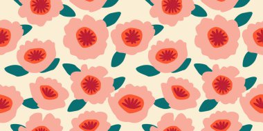 El çizimi çiçekler, kumaş, tekstil, giysi, ambalaj kağıdı, kapak, afiş, iç dekorasyon, soyut arka planlar için çiçekli desenler..