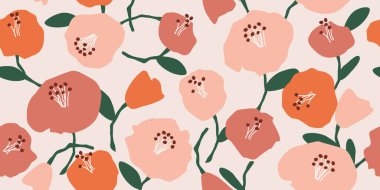 El çizimi çiçekler, kumaş, tekstil, giysi, ambalaj kağıdı, kapak, afiş, iç dekorasyon, soyut arka planlar için çiçekli desenler..