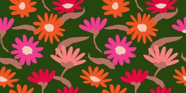 El çizimi çiçekler, kumaş, tekstil, giysi, ambalaj kağıdı, kapak, afiş, iç dekorasyon, soyut arka planlar için çiçekli desenler..