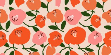 El çizimi çiçekler, kumaş, tekstil, giysi, ambalaj kağıdı, kapak, afiş, iç dekorasyon, soyut arka planlar için çiçekli desenler..