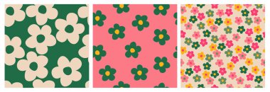 El çizimi çiçekler, kumaş, tekstil, giysi, ambalaj kağıdı, kapak, afiş, iç dekorasyon, soyut arka planlar için çiçekli desenler..