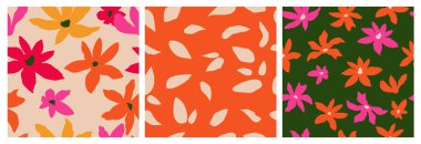 El çizimi çiçekler, kumaş, tekstil, giysi, ambalaj kağıdı, kapak, afiş, iç dekorasyon, soyut arka planlar için çiçekli desenler..