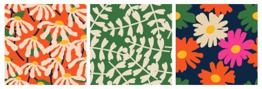 El çizimi çiçekler, kumaş, tekstil, giysi, ambalaj kağıdı, kapak, afiş, iç dekorasyon, soyut arka planlar için çiçekli desenler..