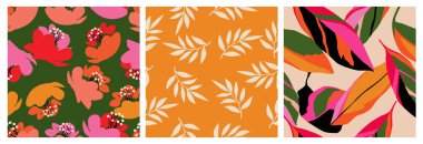 El çizimi çiçekler, kumaş, tekstil, giysi, ambalaj kağıdı, kapak, afiş, iç dekorasyon, soyut arka planlar için çiçekli desenler..