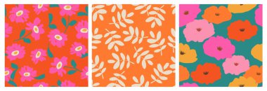 El çizimi çiçekler, kumaş, tekstil, giysi, ambalaj kağıdı, kapak, afiş, iç dekorasyon, soyut arka planlar için çiçekli desenler..