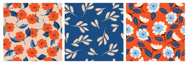 El çizimi çiçekler, kumaş, tekstil, giysi, ambalaj kağıdı, kapak, afiş, iç dekorasyon, soyut arka planlar için çiçekli desenler..