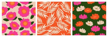 El çizimi çiçekler, kumaş, tekstil, giysi, ambalaj kağıdı, kapak, afiş, iç dekorasyon, soyut arka planlar için çiçekli desenler..