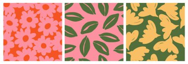 El çizimi çiçekler, kumaş, tekstil, giysi, ambalaj kağıdı, kapak, afiş, iç dekorasyon, soyut arka planlar için çiçekli desenler..