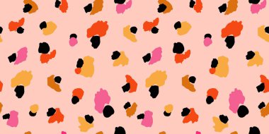 Soyut Leopar Derisi Kusursuz Desenler. Hayvan izi. Geometrik folklor süsü tekstil afişi, kapağı, duvar kağıdı. Vektör illüstrasyonu.