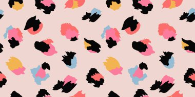 Soyut Leopar Derisi Kusursuz Desenler. Hayvan izi. Geometrik folklor süsü tekstil afişi, kapağı, duvar kağıdı. Vektör illüstrasyonu.