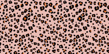 Soyut Leopar Derisi Kusursuz Desenler. Hayvan izi. Geometrik folklor süsü tekstil afişi, kapağı, duvar kağıdı. Vektör illüstrasyonu.