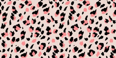 Soyut Leopar Derisi Kusursuz Desenler. Hayvan izi. Geometrik folklor süsü tekstil afişi, kapağı, duvar kağıdı. Vektör illüstrasyonu.