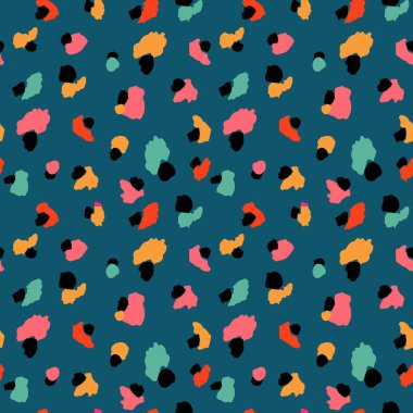 Soyut Leopar Derisi Kusursuz Desenler. Hayvan izi. Geometrik folklor süsü tekstil afişi, kapağı, duvar kağıdı. Vektör illüstrasyonu.