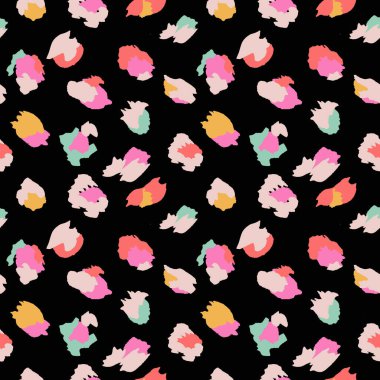 Soyut Leopar Derisi Kusursuz Desenler. Hayvan izi. Geometrik folklor süsü tekstil afişi, kapağı, duvar kağıdı. Vektör illüstrasyonu.