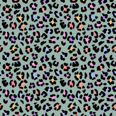 Soyut Leopar Derisi Kusursuz Desenler. Hayvan izi. Geometrik folklor süsü tekstil afişi, kapağı, duvar kağıdı. Vektör illüstrasyonu.