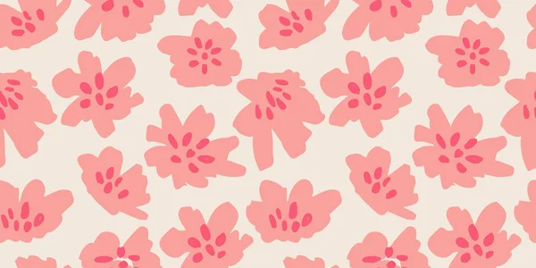 Hand Drawn Flowers Seamless Patterns Floral Fabric Textiles Clothing Wrapping — Stock Vector