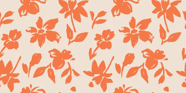手描きの花 包装紙 カバー バナー インテリア装飾 抽象的な背景のための花とシームレスなパターン — ストックベクタ