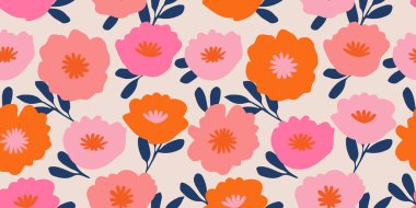 El çizimi çiçekler, kumaş, tekstil, giysi, ambalaj kağıdı, kapak, afiş, iç dekorasyon için çiçek desenleri. renkli botanik çizimi.