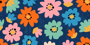 El çizimi çiçekler, kumaş, tekstil, giysi, ambalaj kağıdı, kapak, afiş, iç dekorasyon için çiçek desenleri. renkli botanik çizimi.