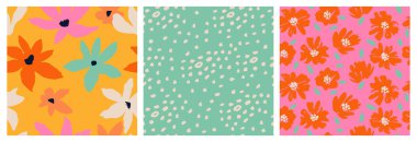 El çizimi tropikal çiçekler kumaş, tekstil, giysi, ambalaj kağıdı, kapak, afiş, iç dekorasyon ve arka planlar için çiçeksiz desenler. renkli botanik çizimi.