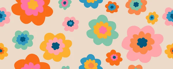 Handritade Blommor Sömlösa Mönster Med Blommor För Tyg Textilier Kläder — Stock vektor
