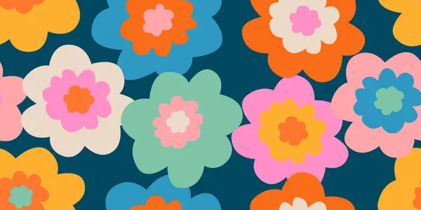 手描きの花 包装紙 カバー バナー インテリアの装飾 背景のための花のシームレスなパターン カラフルな植物のイラスト — ストックベクタ