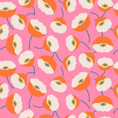 Egzotik el çizimi çiçekler kumaş, tekstil, giysi, ambalaj kağıdı, kapak, afiş, iç dekorasyon, soyut arka planlar için çiçeksiz desenler. vektör illüstrasyonu.