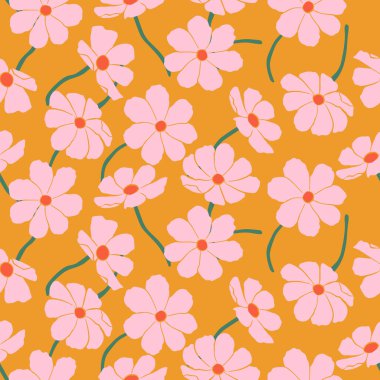 Egzotik el çizimi çiçekler kumaş, tekstil, giysi, ambalaj kağıdı, kapak, afiş, iç dekorasyon, soyut arka planlar için çiçeksiz desenler. vektör illüstrasyonu.