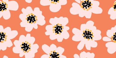 Egzotik el çizimi çiçekler kumaş, tekstil, giysi, ambalaj kağıdı, kapak, afiş, iç dekorasyon, soyut arka planlar için çiçeksiz desenler. vektör illüstrasyonu.