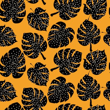 Monstera yaprağı pürüzsüz desen, el yapımı botanik, ilkbahar ve yaz zamanı, yeşil stil, tekstil, kumaş, duvar kağıdı, arka plan için doğal süsler..