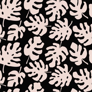 Monstera yaprağı pürüzsüz desen, el yapımı botanik, ilkbahar ve yaz zamanı, yeşil stil, tekstil, kumaş, duvar kağıdı, arka plan için doğal süsler..