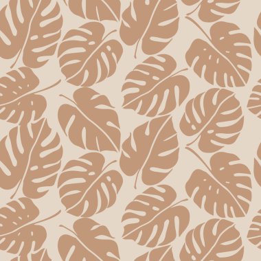 Monstera yaprağı pürüzsüz desen, el yapımı botanik, ilkbahar ve yaz zamanı, yeşil stil, tekstil, kumaş, duvar kağıdı, arka plan için doğal süsler..