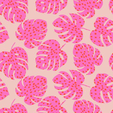 Monstera yaprağı pürüzsüz desen, el yapımı botanik, ilkbahar ve yaz zamanı, yeşil stil, tekstil, kumaş, duvar kağıdı, arka plan için doğal süsler..