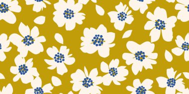 Egzotik el çizimi çiçekler kumaş, tekstil, giysi, ambalaj kağıdı, kapak, afiş, iç dekorasyon, soyut arka planlar için çiçeksiz desenler. vektör illüstrasyonu.