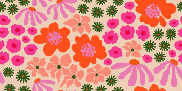 Exotische Handgezeichnete Blumen Nahtlose Muster Mit Blumen Für Stoff Textilien — Stockvektor
