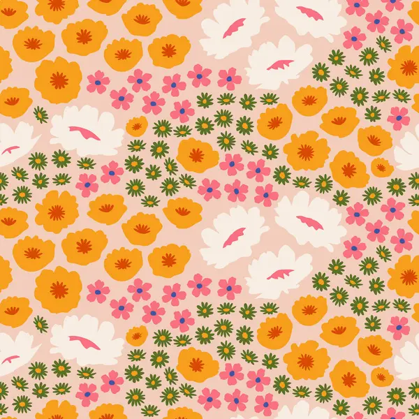 Exotische Handgezeichnete Blumen Nahtlose Muster Mit Blumen Für Stoff Textilien — Stockvektor