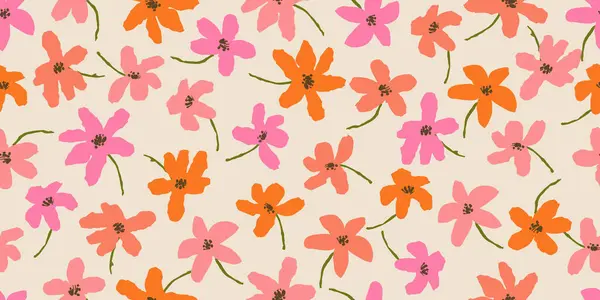 Exotic Hand Drawn Flowers Seamless Patterns Floral Fabric Textiles Clothing — Stock Vector