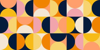 Geometrik minimalistik, pürüzsüz mozaik desen. Bauhaus tarzı. Web afişi için soyut vektör, iş sunumu, markalaşma, kart, davetiye, poster, kapak, tekstil baskısı. vektör illüstrasyonu.