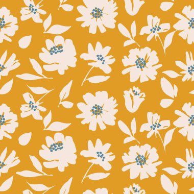 El çizimi çiçekler, kumaş, tekstil, giysi, ambalaj kağıdı, kapak, afiş, iç dekorasyon, soyut arka planlar için çiçek desenli desenler. vektör illüstrasyonu.