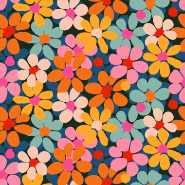 El çizimi çiçekler, kumaş, tekstil, giysi, ambalaj kağıdı, kapak, afiş, iç dekorasyon, soyut arka planlar için çiçek desenli desenler. vektör illüstrasyonu.