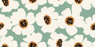 El çizimi çiçekler, kumaş, tekstil, giysi, ambalaj kağıdı, kapak, afiş, iç dekorasyon, soyut arka planlar için çiçek desenli desenler. vektör illüstrasyonu.