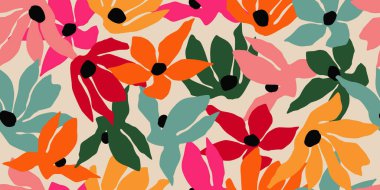 El çizimi çiçekler, kumaş, tekstil, giysi, ambalaj kağıdı, kapak, afiş, iç dekorasyon, soyut arka planlar için çiçek desenli desenler. vektör illüstrasyonu.