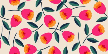 El çizimi çiçekler, kumaş, tekstil, giysi, ambalaj kağıdı, kapak, afiş, iç dekorasyon, soyut arka planlar için çiçek desenli desenler. vektör illüstrasyonu.