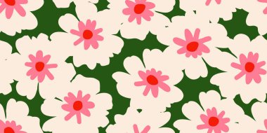 Egzotik el çizimi çiçekler kumaş, tekstil, giysi, ambalaj kağıdı, kapak, afiş, iç dekorasyon, soyut arka planlar için çiçeksiz desenler. vektör illüstrasyonu.