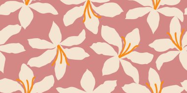 Egzotik el çizimi çiçekler kumaş, tekstil, giysi, ambalaj kağıdı, kapak, afiş, iç dekorasyon, soyut arka planlar için çiçeksiz desenler. vektör illüstrasyonu.