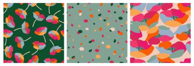 El çizimi çiçekler, kumaş, tekstil, giysi, ambalaj kağıdı, kapak, afiş, iç dekorasyon, soyut arka planlar için çiçekli desenler..