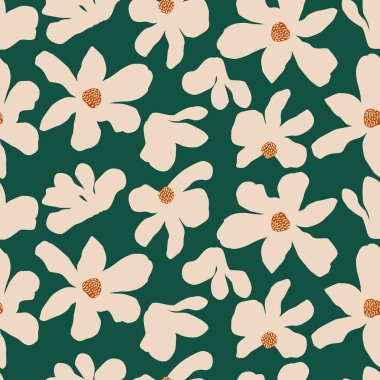 Egzotik el çizimi çiçekler, kumaş, tekstil, giysi, ambalaj kağıdı, kapak, afiş, ev dekorasyonu, soyut arka planlar için çiçeksiz desenler..