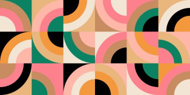 Geometrik minimalistik, pürüzsüz mozaik desen. Web afişi, iş sunumu, markalaşma, kart, davetiye, poster, kapak, tekstil baskısı için soyut vektör.