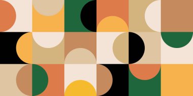 Geometrik minimalistik, pürüzsüz mozaik desen. Web afişi, iş sunumu, markalaşma, kart, davetiye, poster, kapak, tekstil baskısı için soyut vektör.